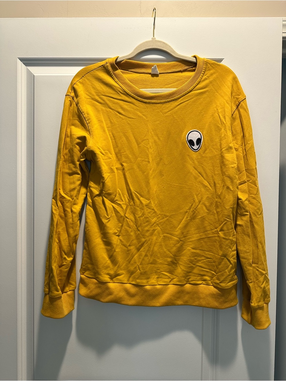 Yellow Alien Patch Crewneck Sweatshirt